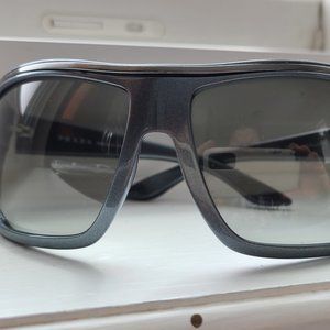 Prada 10i Wrap Shield Metallic Grey Sunglasses